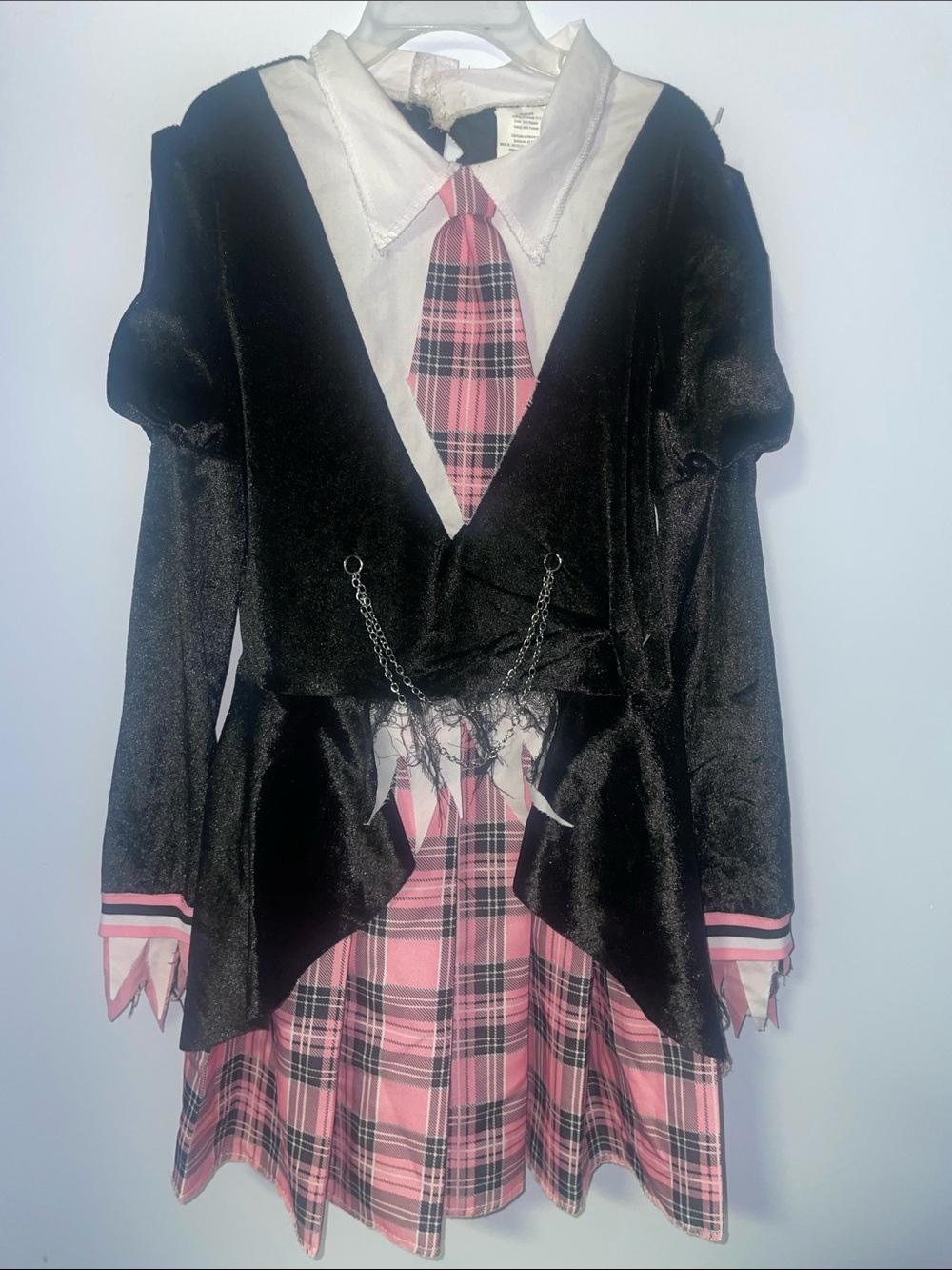 Preppy Black & Pink Plaid Costume Dress